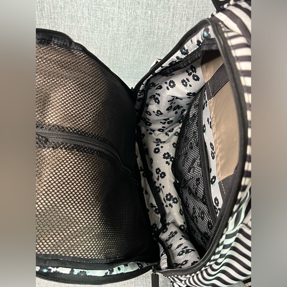 Ju-Ju-Be Be Right Back Black and White Striped Diaper Bag Backpack - Picture 12 of 16